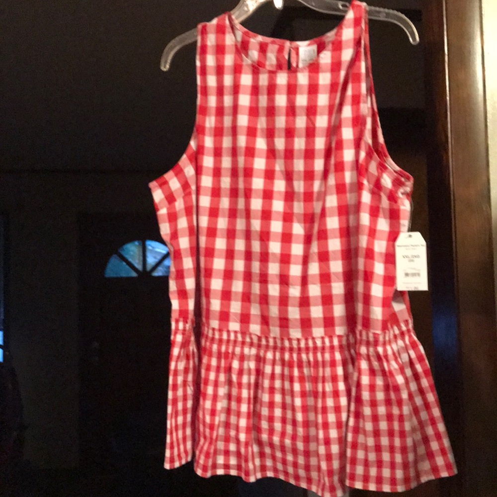 Red checked top